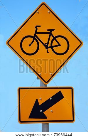 Bicycle crossing caution sign