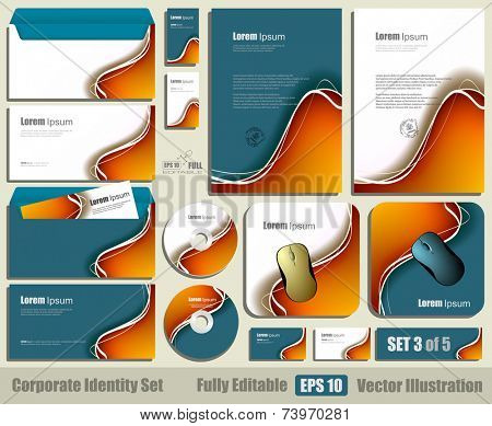 Corporate identity business set template. Blank cd - dvd, business cards, envelope, mouse pad. Fully editable eps10 vector illustration