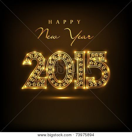 Beautiful golden text 2015 on  brown background for Happy New Year 2015 celebrations. 