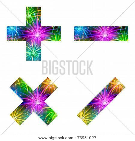 Set of mathematical signs, firework