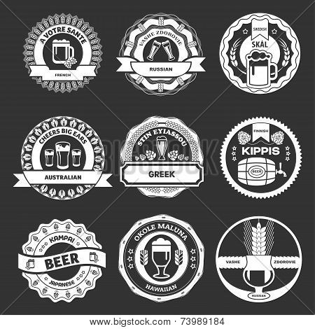 Beer Logo & Labels  On A Black Background