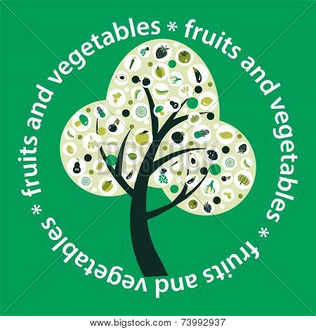 Vector Tree Made Of Fruits And Vegetables-illustration