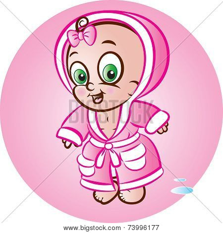 Baby Girl In Bathrobe