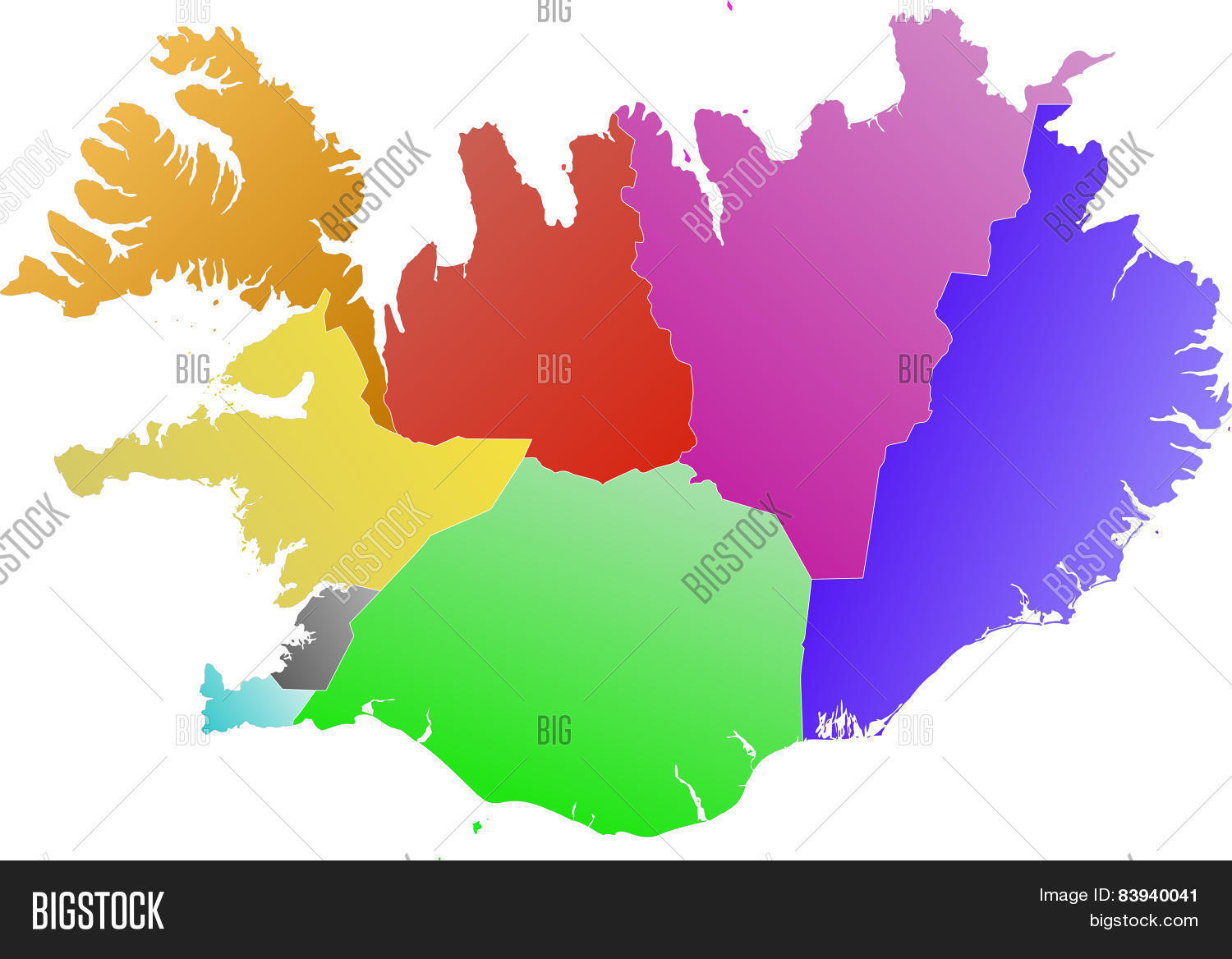 Iceland Color Map Vector & Photo (Free Trial) Bigstock