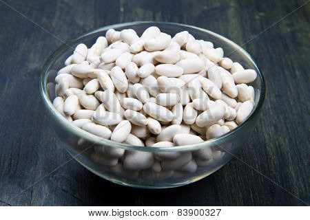 Cannellini Beans On Glass Bowl
