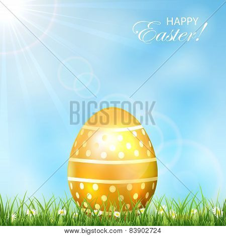 Golden Easter Egg In A Grass