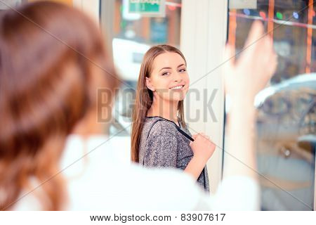 Beautiful woman in hair salon