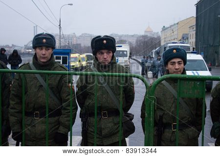 Soldiers Of Internal Troops Near Opposition March
