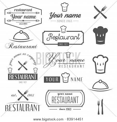 Set of logo and logotype elements for restaurant, cafe and bar