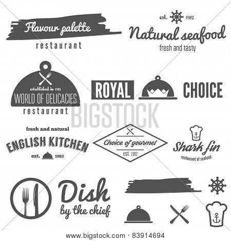 Set of logo, badge, emblem and logotype elements for restaurant, cafe and bar