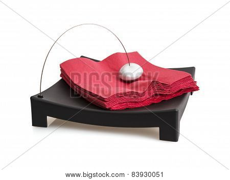 Isolated Napkin Holder With Paperweight