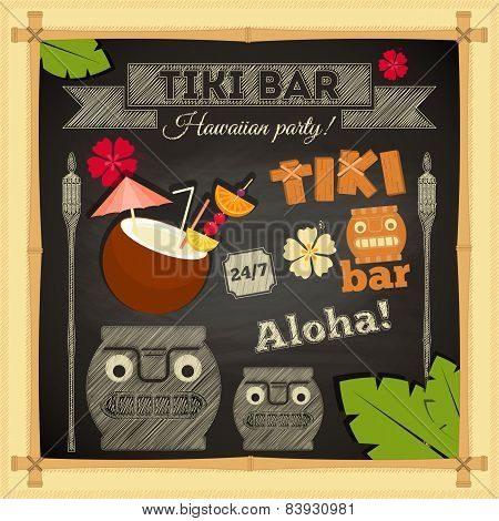 Tiki Bar Hawaii Chalkboard