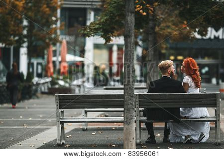 Wedding Couple In A Futuristic Building
