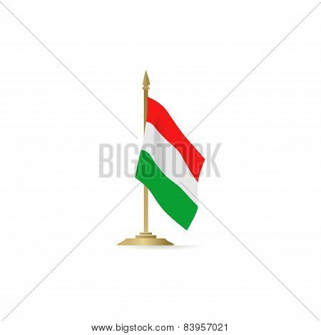 Hungarian Flag Stant On White Space