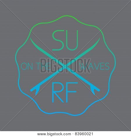 Surf illustration typography with green a blue gradient.