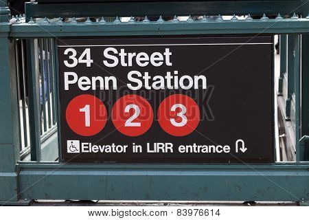 New York, Usa - Subway Entrance In Lower Manhattan At Pensylvania Station