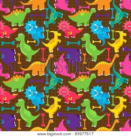 Dinosaur Seamless Tileable Vector Background Pattern