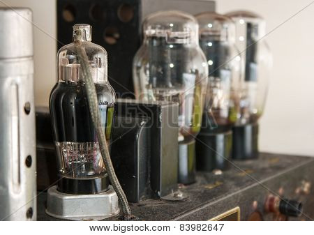 Fragment Of Retro Tube Amplifier Closeup