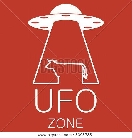 Vector ufo zone logo on red background