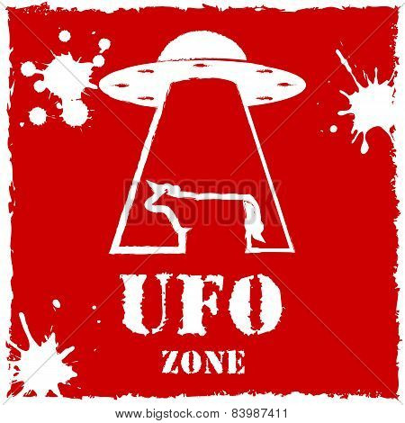 Vector ufo zone cow logo on red background