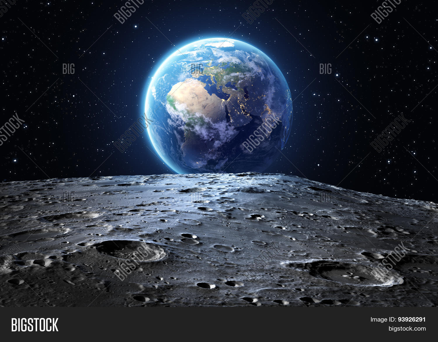Blue Earth Seen Moon Image \u0026 Photo (Free Trial) | Bigstock, image size:1500x1170