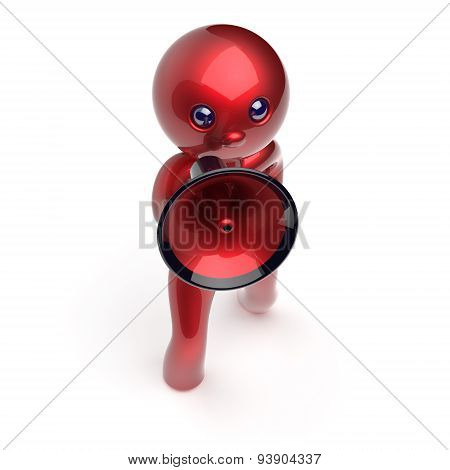 Announcement Man Megaphone Character Speaking Icon