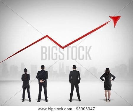 Business Team Watching Sales Grow Up