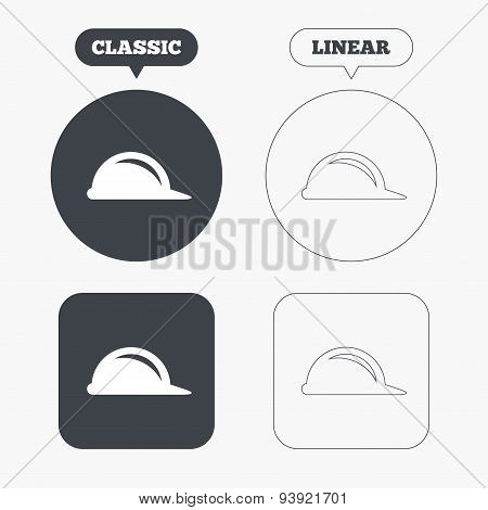 Hard hat sign icon. Construction helmet symbol.
