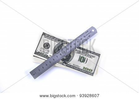 ruler and momey isolated