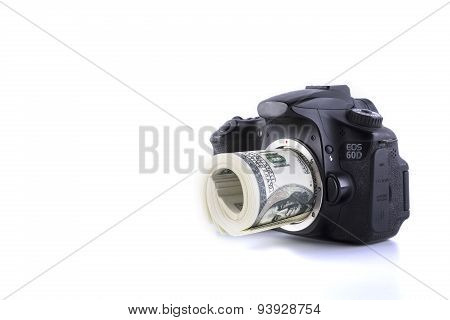camera and money isolated