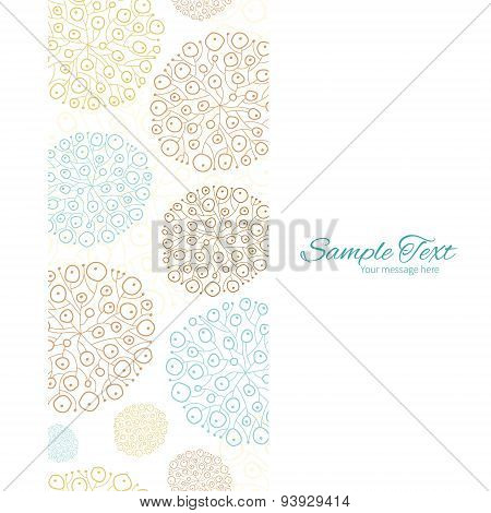 Vector blue brown abstract seaweed texture vertical frame seamless pattern background