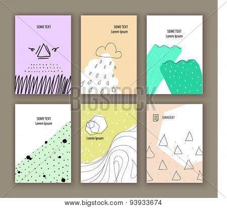 Set of six creative cards. Abstract design