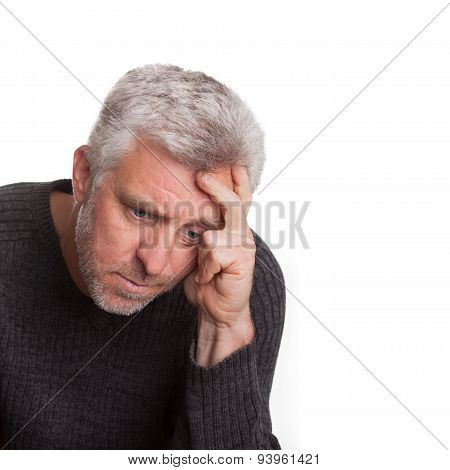 Elderly Man Lost In Depression Thought