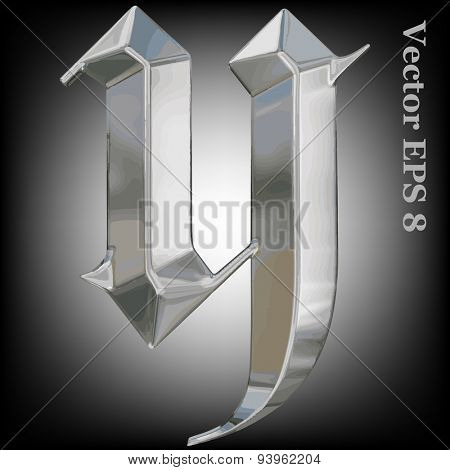 Vector letter y from metal gothic alphabet. Lovercase metal font collection EPS 8