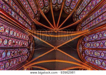Stained Glass Cathedral Ceiling Sainte Chapelle Paris France