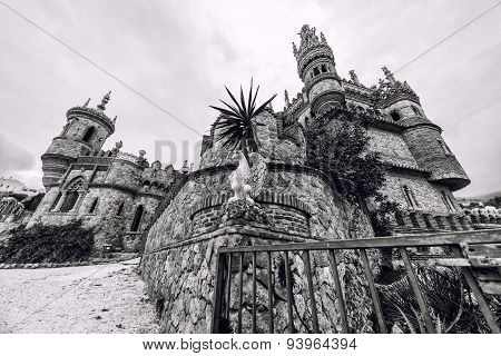Colomares Castle, Black And White. Benalmadena Town. Spain