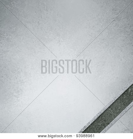white and gray background with dark gray diagonal ribbon in corner