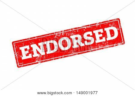 ENDORSED written on red rubber stamp with grunge edges.