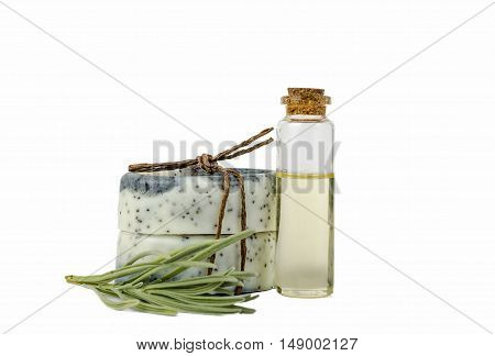 Handmade soaps isolated on white as a concept of natural cosmetics