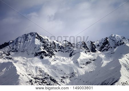 Sunlight Winter Mountains And Sky With Clouds