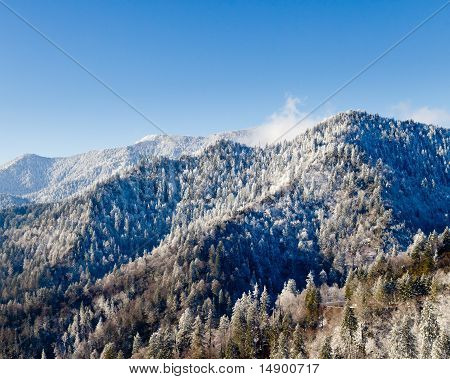 Mount Leconte i sne i Great Smoky Mountains