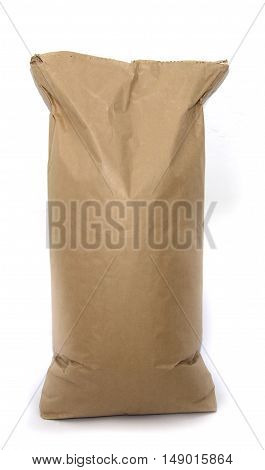 Blank brown craft paper bag isolated on white background