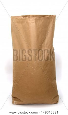 Open Blank brown craft paper bag isolated on white background