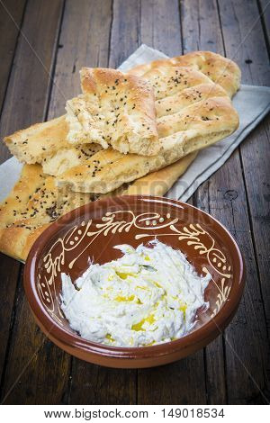 Barbari Or Persian Bread And Strained Yogurt