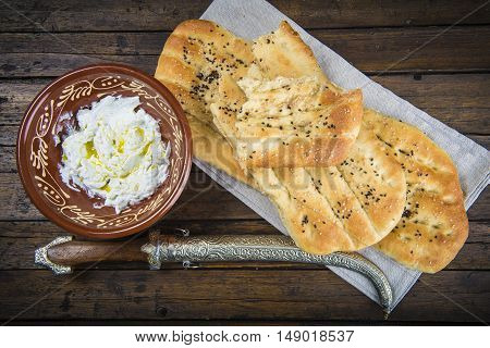 Barbari Or Persian Bread And Strained Yogurt