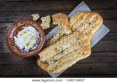 Barbari Or Persian Bread And Strained Yogurt