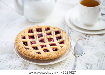 Apple, Strawberry And Blackberry Lattice Pie