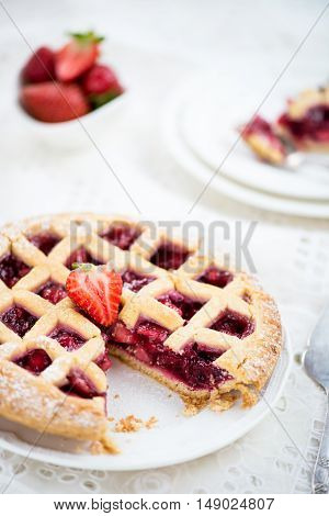 Apple, Strawberry And Blackberry Lattice Pie
