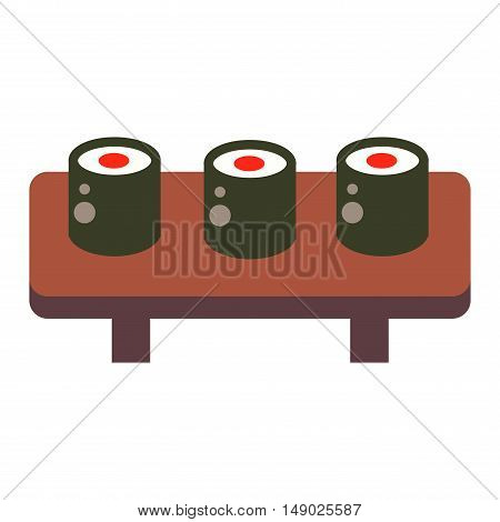 Sushi rolls icons food and japanese seafood sushi rolls. Sushi rolls traditional seaweed fresh raw food. Asia cuisine restaurant delicious. Sushi roll chine or japan selective food vector.