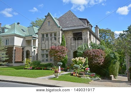 MONTREAL QUEBEC CANADA 09 16 2016: Westmount is an affluent suburb on the Island of Montreal, having been at one point the richest community in Canada.